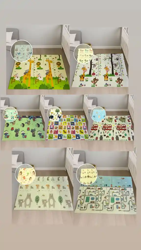Tapete Alfombra Reversible Plegable Infantil 150cm X 200cm Doble Faz
