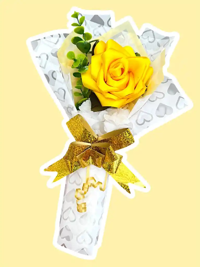 Regalo Ramo De Flores Amarillas Rosa De La Esperanza Eterna - Feliz Dia - Feliz Cumpleaños - Amor Y Amistad