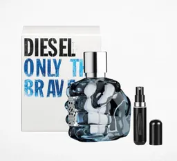 Diesel Only The Brave 1.1 + Perfumero | Fragancia Para Caballero Ambarada Cítrica Con Toque Intenso