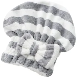Toallas De Microfibra Para Secar El Cabello, Envoltura Para El Cabello Con Gorro De Ducha Con Nudo De Lazo, Turbante Para El Cabello, Gorro De Baño Para Cabello Mojado, Accesorios De Baño