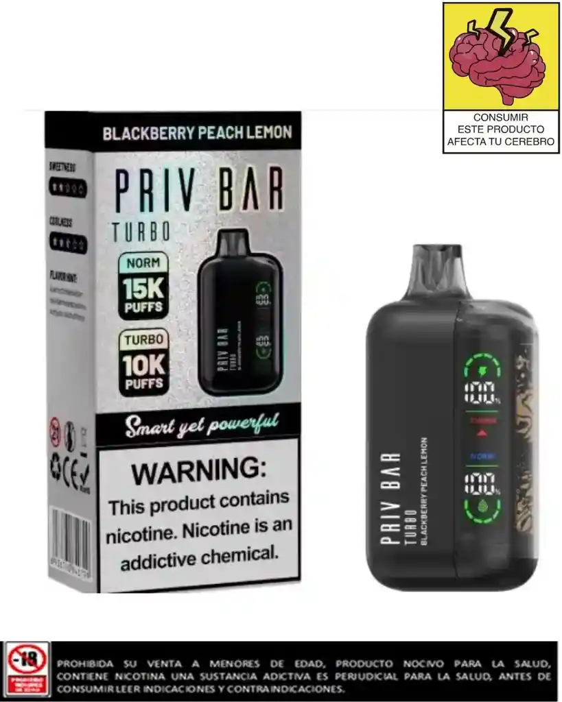 Vapeador Privbar Blackberry Peach Lemon 15.000 Puffs