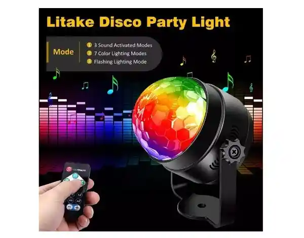 Proyector Bola Disco Luz Ritmica Remoto 7 Modos Luces