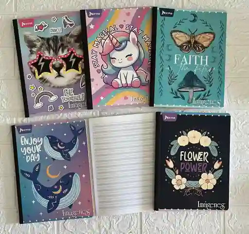 Cuaderno Cocido 100h Doble Linea Niña Imagenes Norma