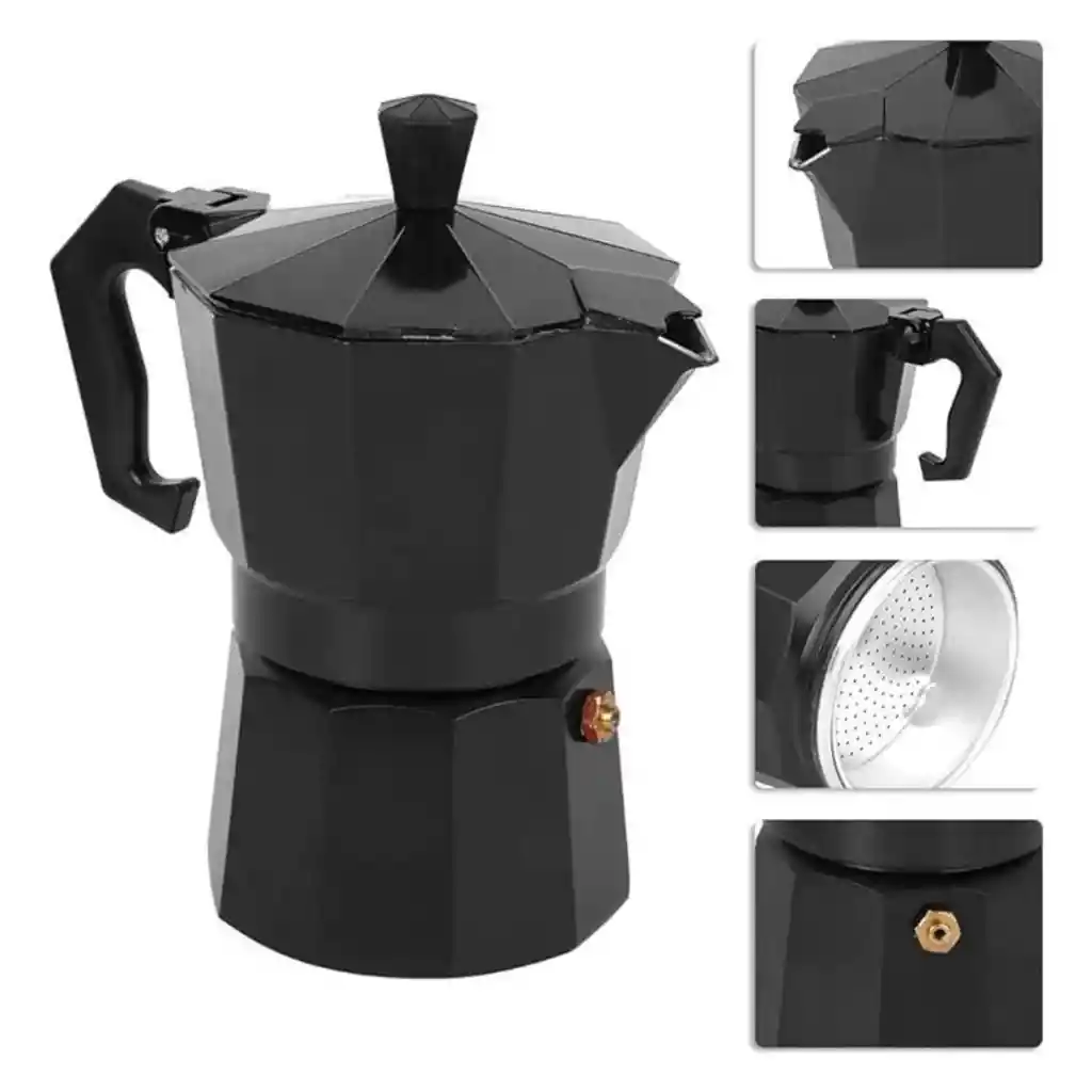 Cafetera 12 Tazas Para Estufa Café Express Clásica Negra