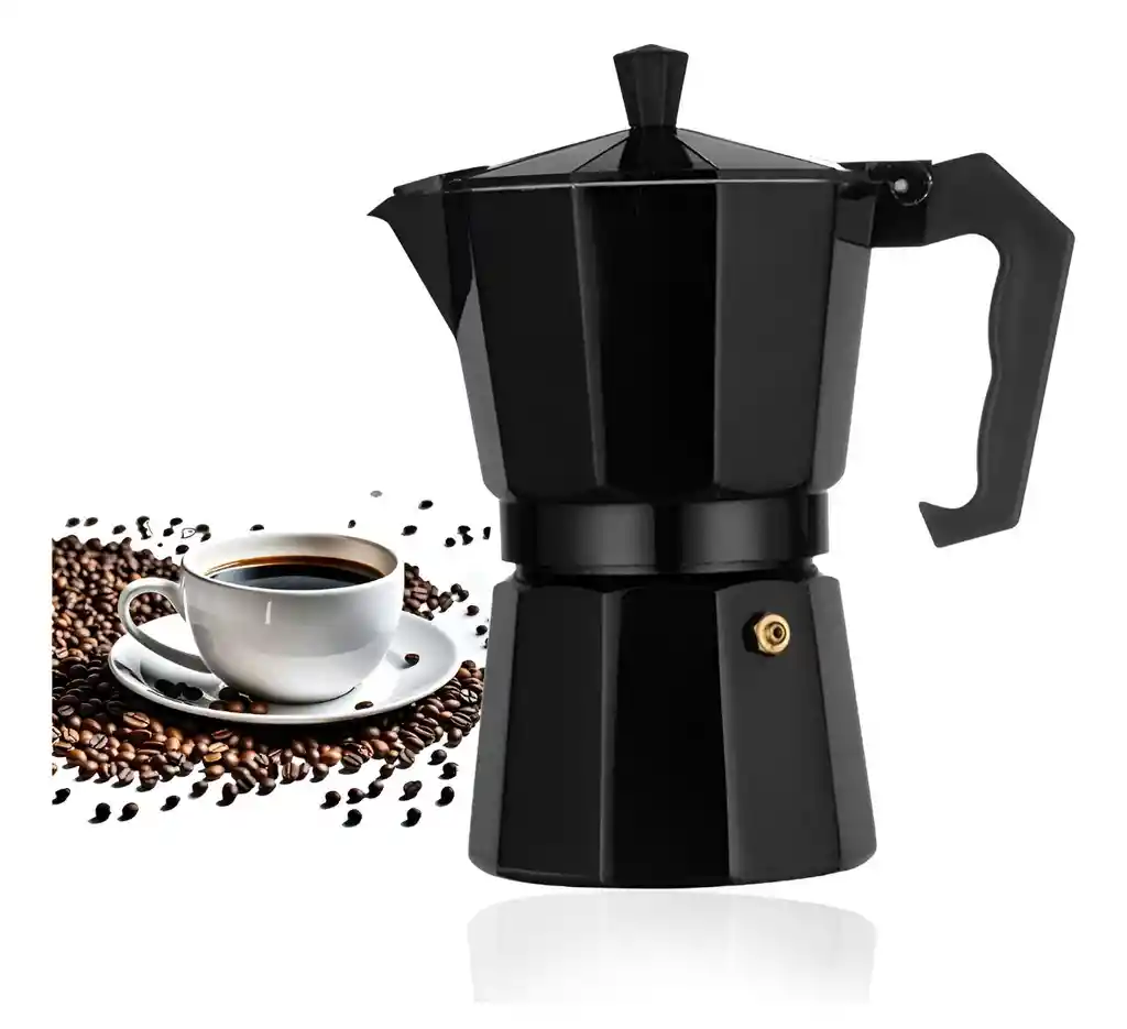 Cafetera 12 Tazas Para Estufa Café Express Clásica Negra