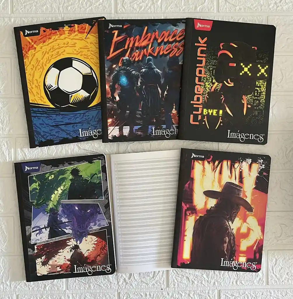 Cuaderno Cocido 100h Doble Linea Niño Imagenes Norma