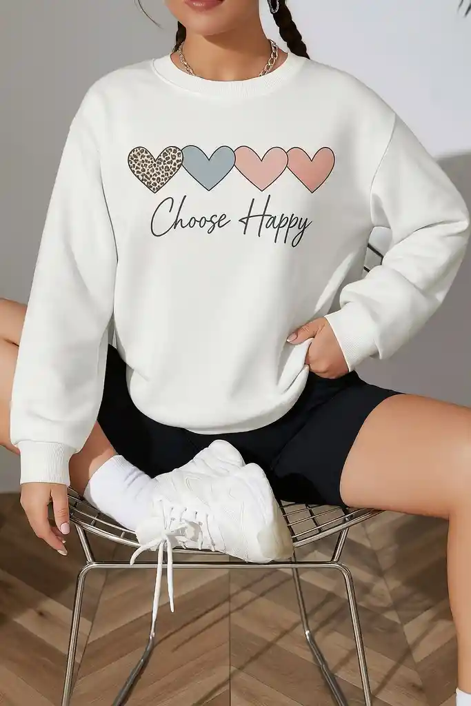 Hoodie Oversize Happy Vibes Classique