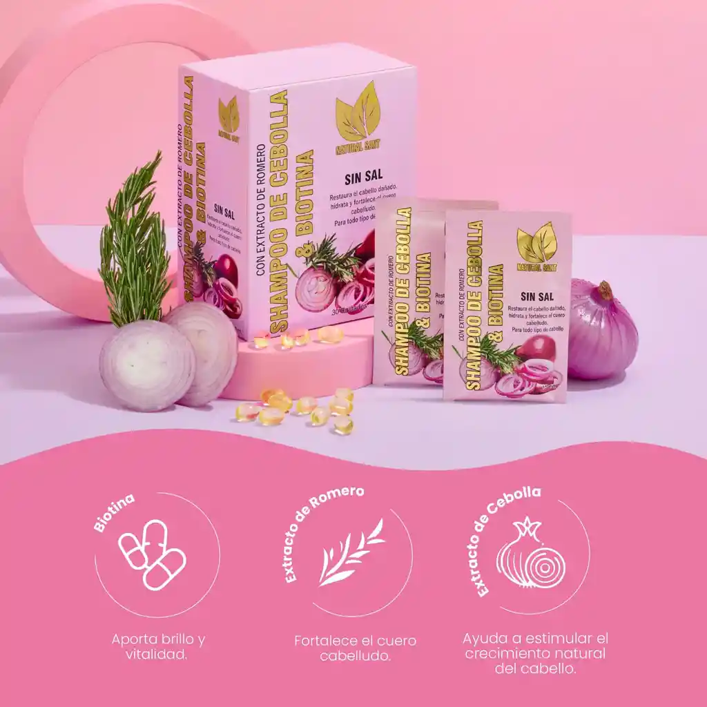 Shampoo De Cebolla, Romero Y Biotina (15ml) -1 Sobre