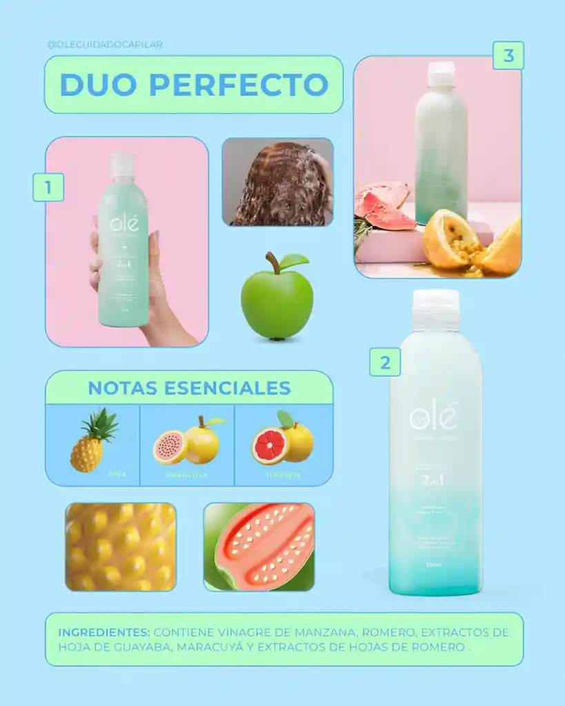 Shampoo Y Acondicionador 2 En 1 Olé Capilar