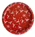 Bandeja Navideña Metálica 31 Cms Roja Renos Blancos