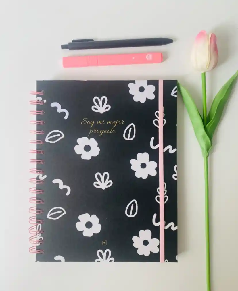 Agenda Floral Negra Semanal