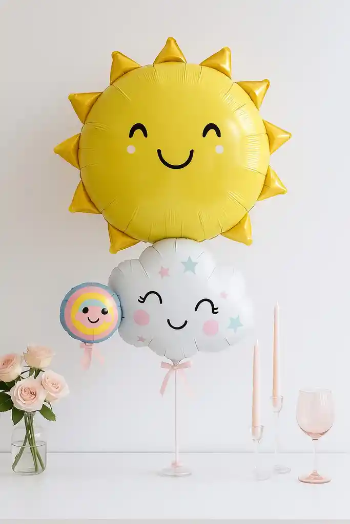 Globo Metalizado Sol, Nube Y Arcoíris 77x59 Cm – Decoración Fiesta Infantil