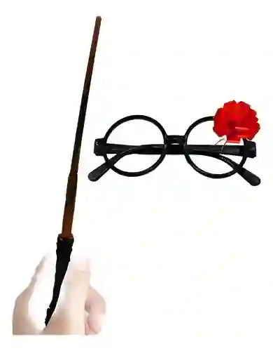 Kit Accesorios Harry Potter Varita, Gafas Fiesta Disfraz Halloween Niño Adulto