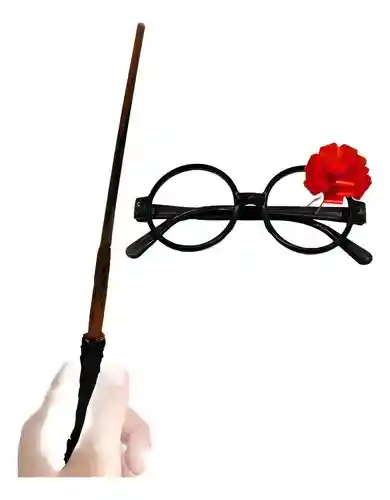 Kit Accesorios Harry Potter Varita, Gafas Fiesta Disfraz Halloween Niño Adulto