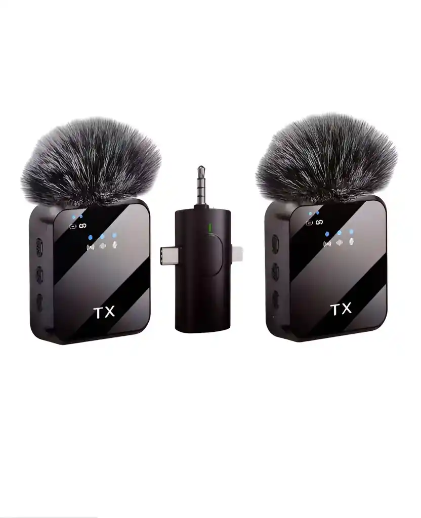 Microfono Peludo De Solapa Inalámbrico Conexión / Plug + Tipo C + Iphone /
