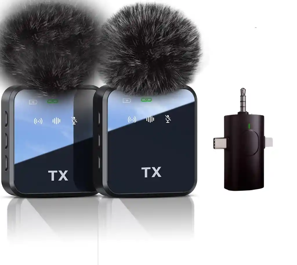 Microfono Peludo De Solapa Inalámbrico Conexión / Plug + Tipo C + Iphone /