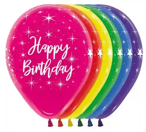 Globos Bombas R-12 Fiesta Infinity Happy Birthday Radiante Surtido X 12 Unds Sempertex
