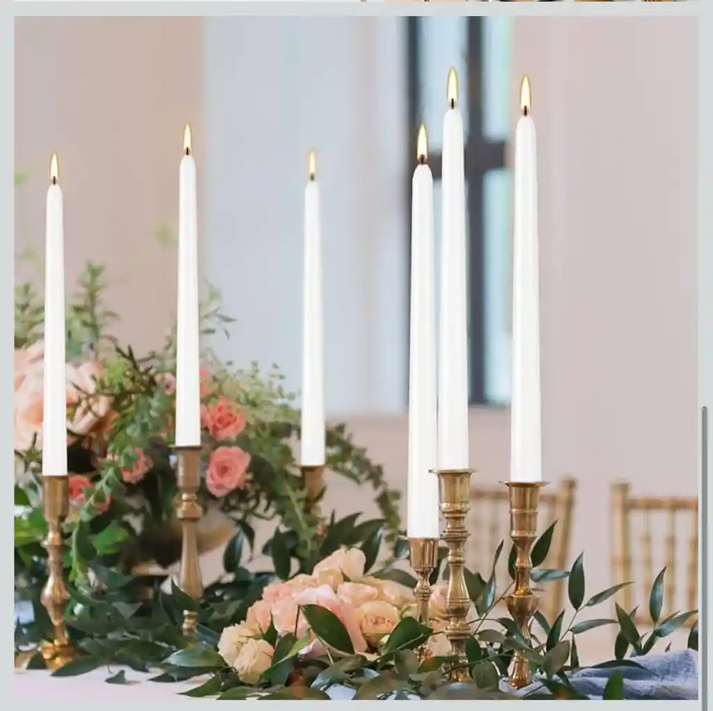 Paquete De 12 Velas De Carillón Blanco - 14cm