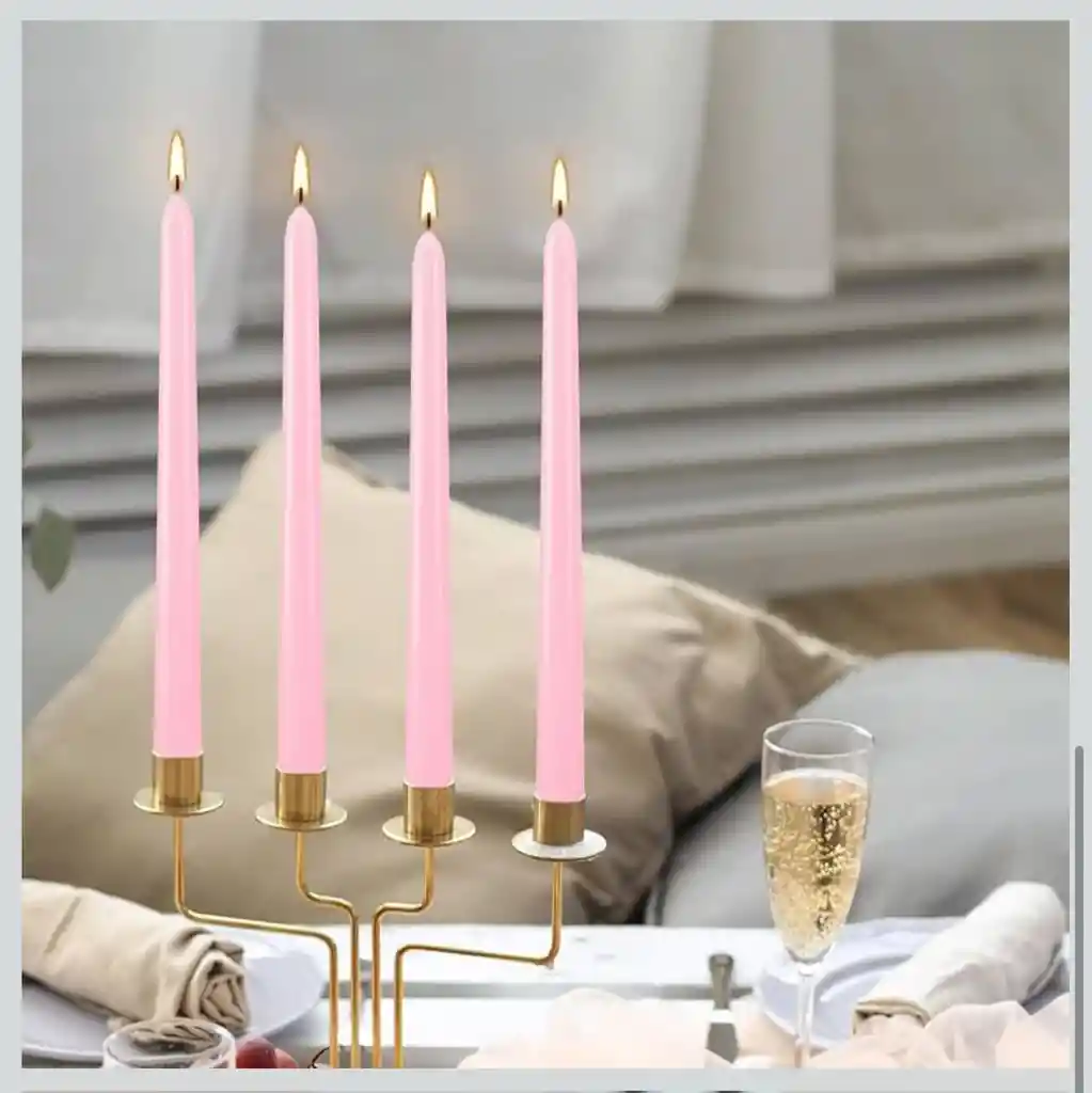 Paquete De 12 Velas De Carillon Rosada - 14cm