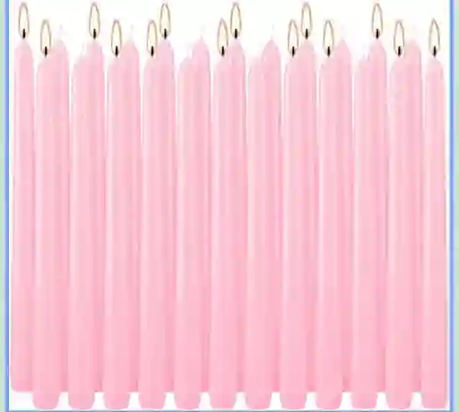 Paquete De 12 Velas De Carillon Rosada - 14cm
