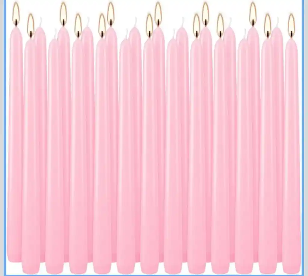 Paquete De 12 Velas De Carillon Rosada - 14cm