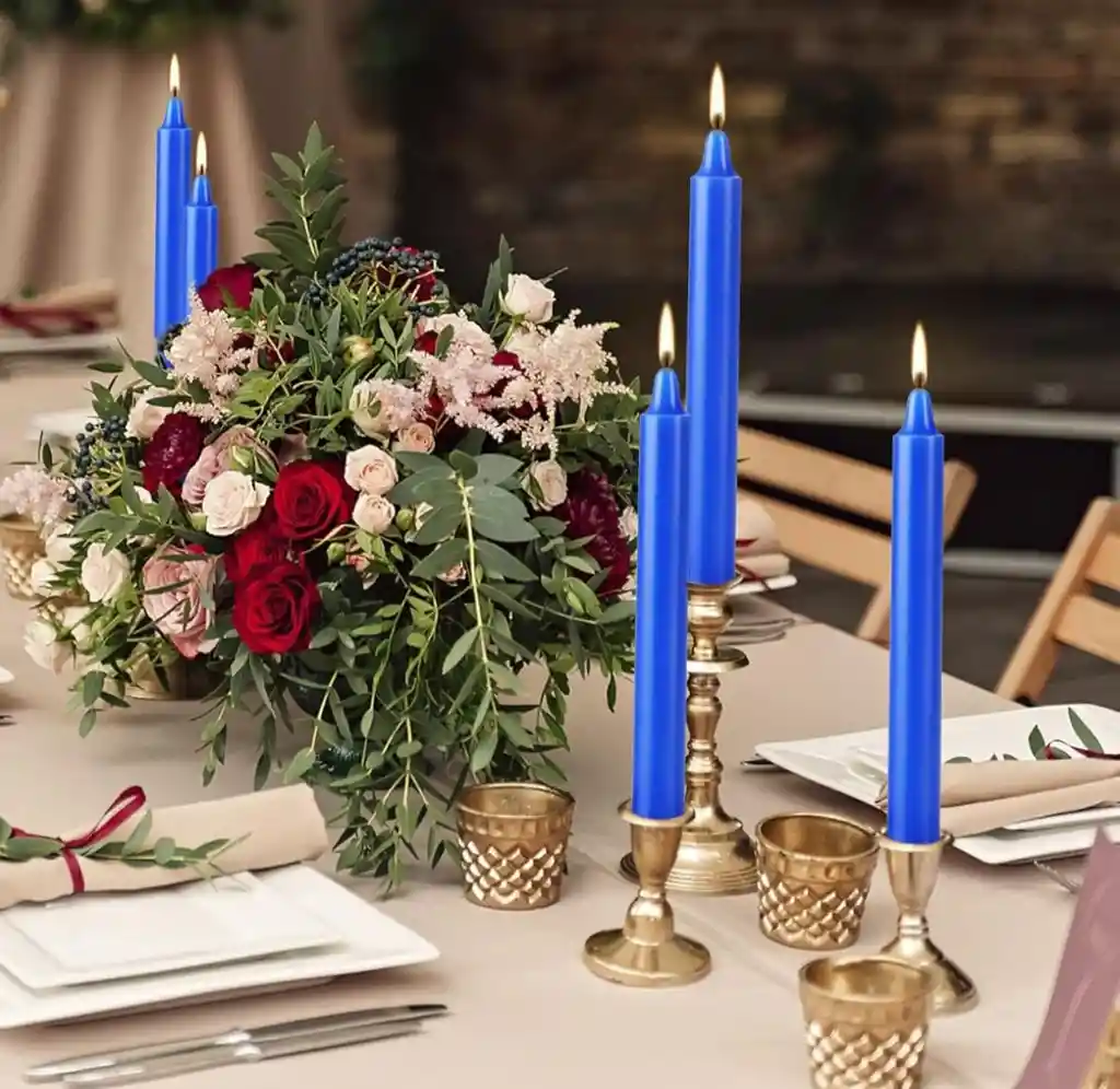 Paquete De 12 Velas De Carillon Azul Rey - 14cm