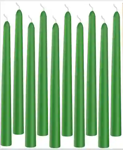 Paquete De 12 Velas De Carillón Verde - 14cm