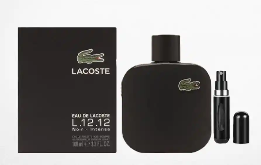 Lacoste Noir 1.1 + Perfumero | Fragancia Para Caballero Amaderada Aromática Con Fondo Cálido