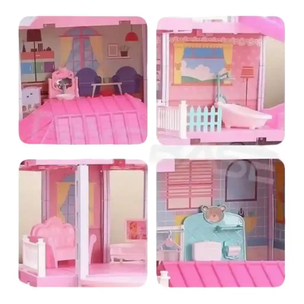 Casa De Muñecas Con Muebles Y Figuras, 366 Piezas