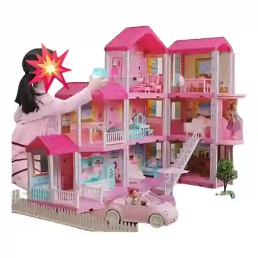 Casa De Muñecas Con Muebles Y Figuras, 366 Piezas