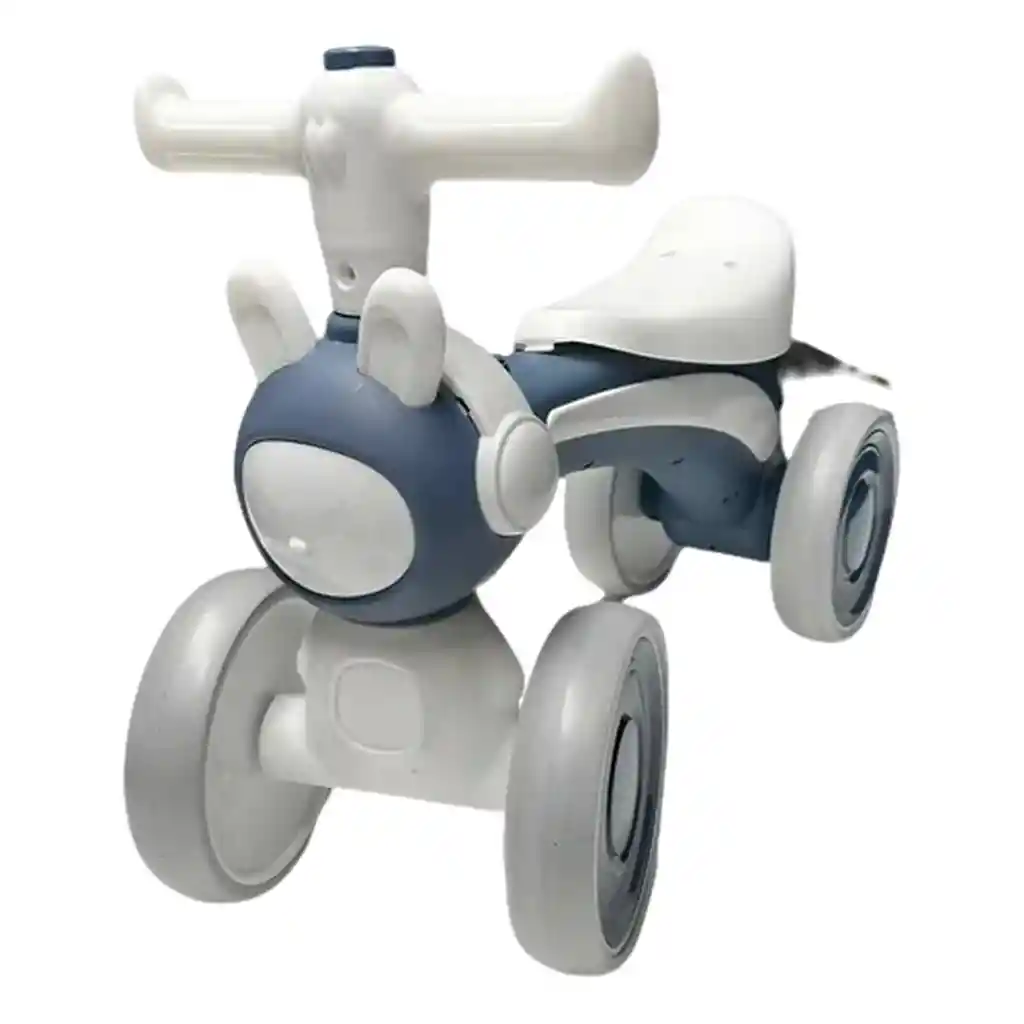 Triciclo De Impulso Sin Pedales Para Niños 4 Ruedas Musical Y Luces. Conejo Azul