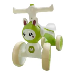 Triciclo De Impulso Sin Pedales Para Niños 4 Ruedas Musical Y Luces. Conejo Verde