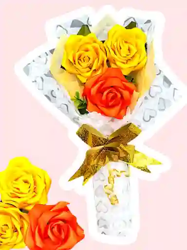 Regalo Ramo De Flores Amarillas Rosas Eternas Primavera - Feliz Dia - Feliz Cumpleaños - Amor Y Amistad