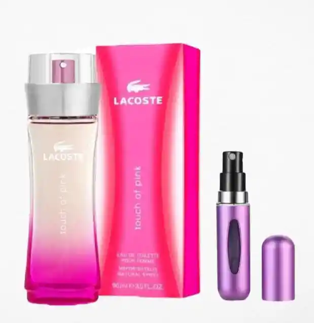 Lacoste Touch Of Pink 1.1 + Perfumero | Fragancia Para Dama Cítrica Floral Frutal