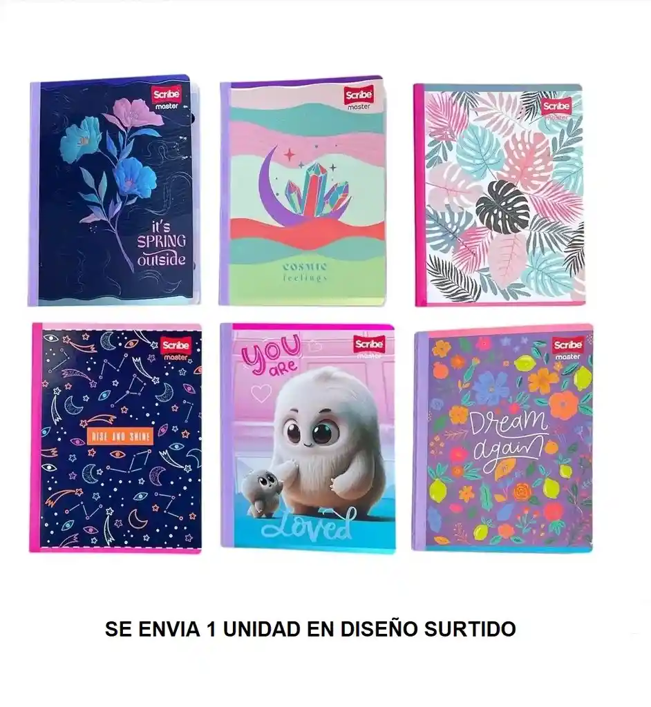 Cuaderno Cosido Cuadriculado Para Niña Scribe Portada Alto Relieve