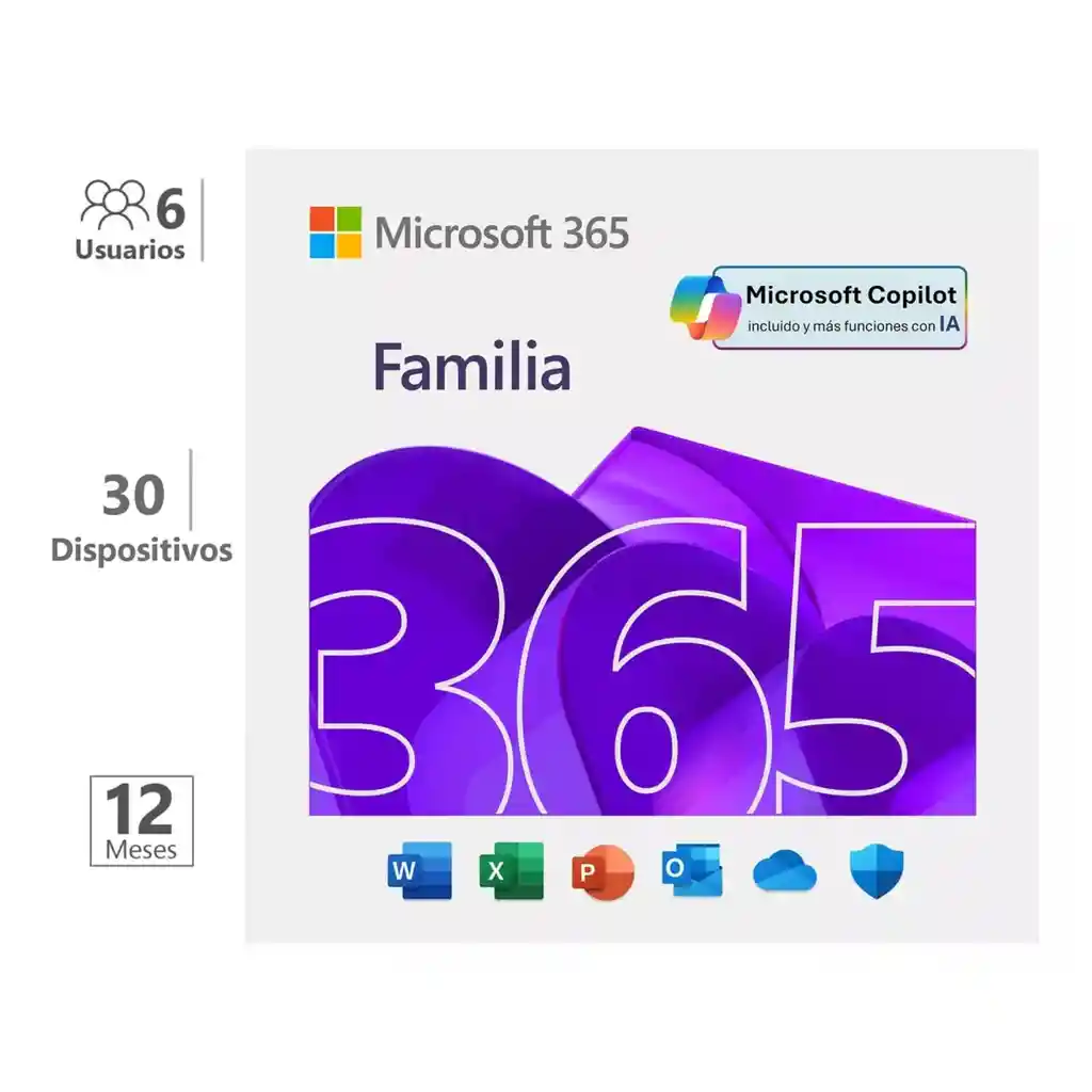 Microsoft Office 365 Familia 6 Usuarios 12 Meses Onedrive Word Excel