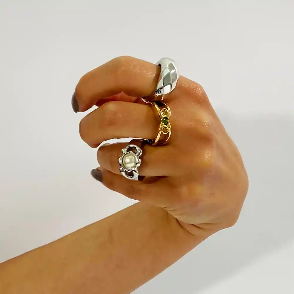Set X3 Anillos Abstractos Trio Chicl Multicolor - Ani X3 | F1 21-0078833