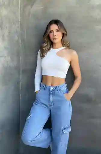 Crop Top Cut-out Blanco Talla S/m