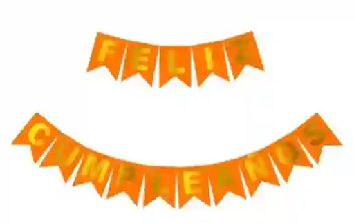 Guirnalda Feston Letrero Feliz Cumpleaños Color Naranja Fluorescente