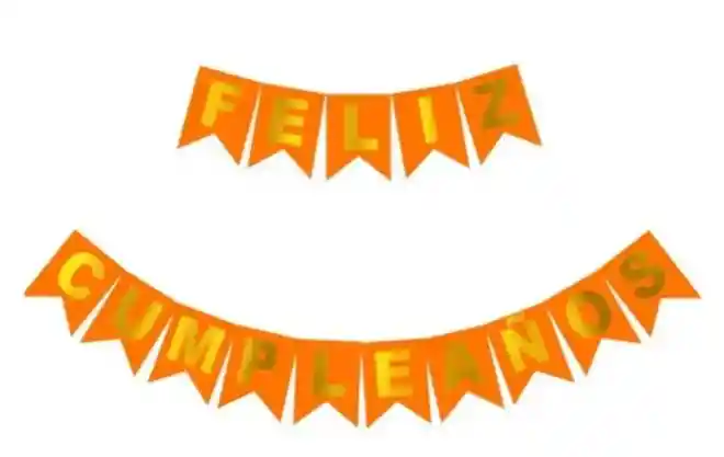 Guirnalda Feston Letrero Feliz Cumpleaños Color Naranja Fluorescente