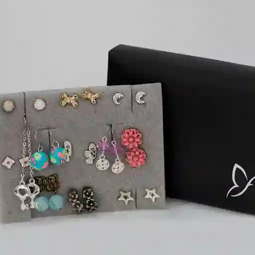 Aretes Fantasy Doce Brillos Set Love Garden Multicolor X12 - B1 21-0070730