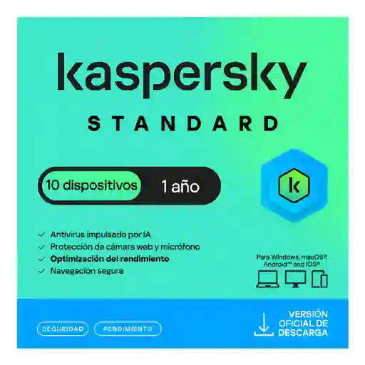 Antivirus Kaspersky Standard 10 Dispositivo 1 Año