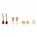 Aretes Elegantes Set X4 Brillo Eterno Color Dorado - B2 21-0085127