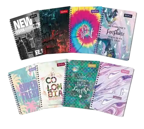 Cuaderno Agenda Argollado 5 Materias Mujer Motivos Surtidos A Escoger
