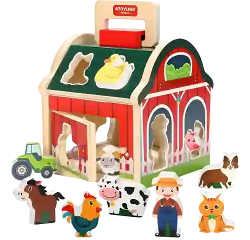 Didactico Juguete Granja De Animales Encaje Madera Niños