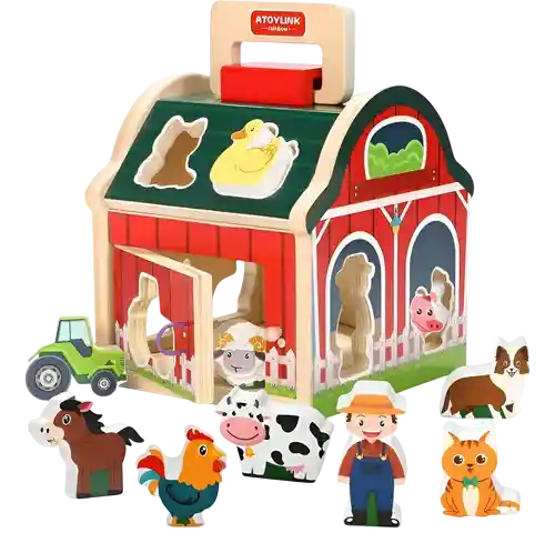 Didactico Juguete Granja De Animales Encaje Madera Niños