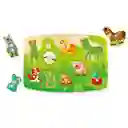 Juego Rompecabezas De Animales De Granja Pin Madera Niños