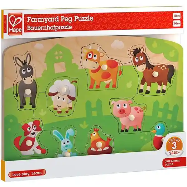 Juego Rompecabezas De Animales De Granja Pin Madera Niños