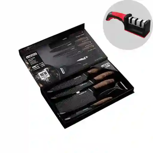 Set De Cuchillos Profesional 6pz Acero Inoxidable + 1 Afilador