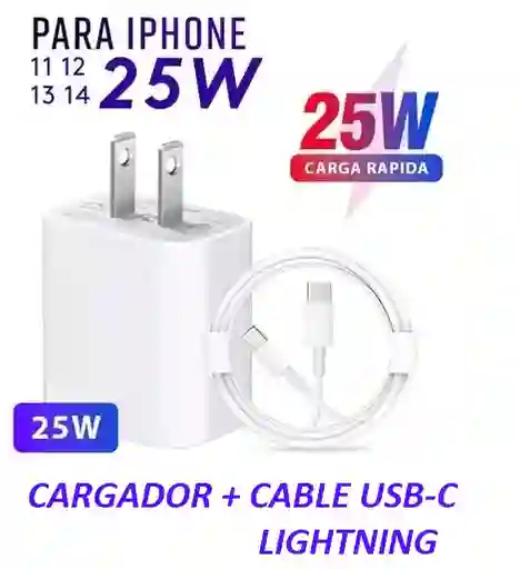 Cargador Iphone 25w + Cable Carga Rápida